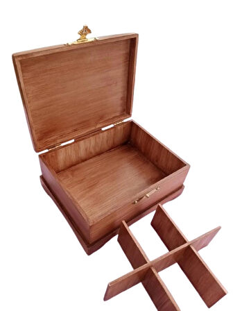 El Yapımı Eskitme Desenli Ahşap Bölmeli Kutu