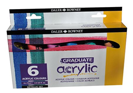 Daler Rowney Graduate Akrilk Boya Seti 6x75ml Metalik Renkler
