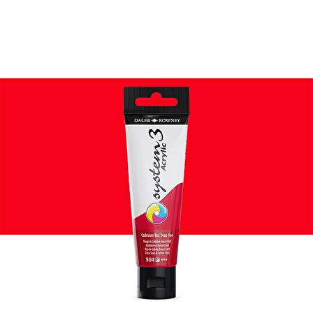 Daler Rowney System 3 Akrilik Boya 150ml 504 Cadmium Red Deep Hue