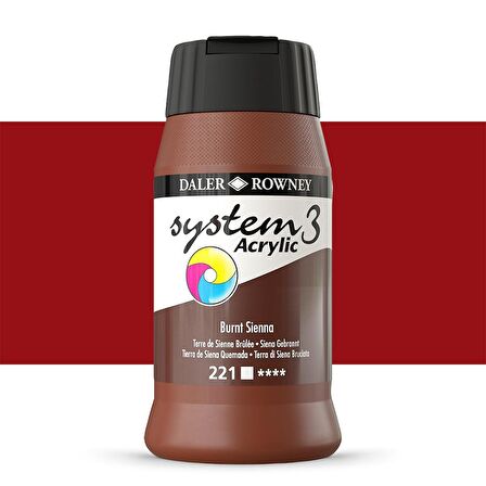 Daler Rowney System 3 Akrilik Boya 500ml 221 Burnt Sienna