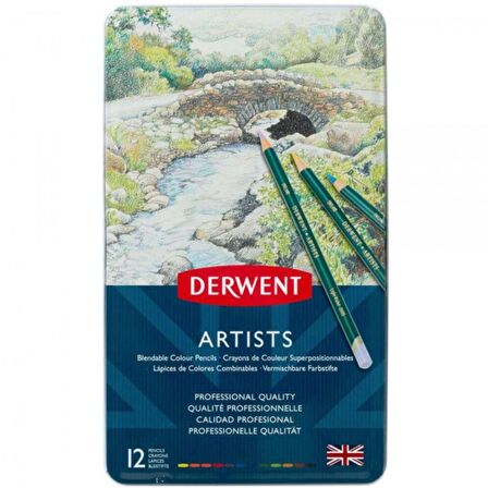 Derwent Artists Pencil 12'li Teneke Kutu (Kuru Boya Kalemi)