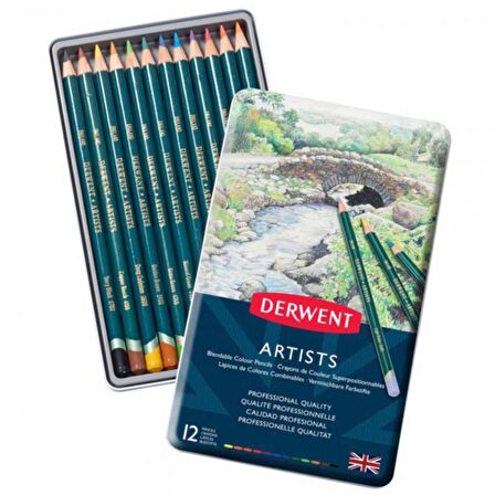Derwent Artists Pencil 12'li Teneke Kutu (Kuru Boya Kalemi)