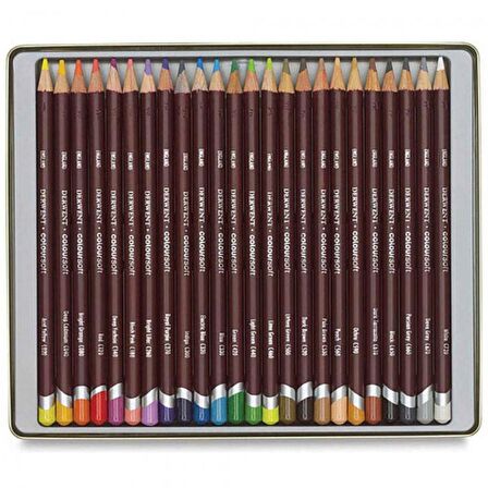 Derwent Coloursoft Pencil 24'lü Teneke Kutu (Yumuşak Kuru Boya Kalemi)