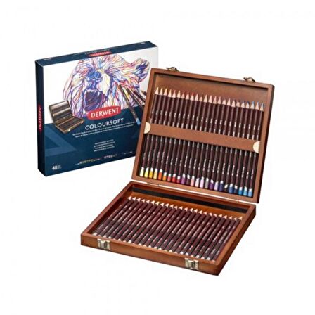 Derwent Coloursoft Pencil 48'li Ahşap Kutu (Yumuşak Kuru Boya Kalemi)