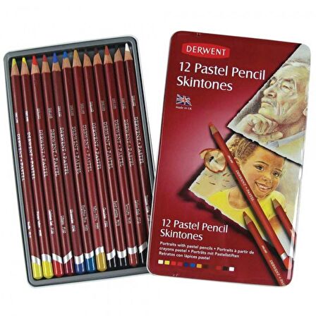 Derwent Pastel Pencil Skintones 12'li Teneke Kutu (Ten Renkleri) (Pastel Kalem)
