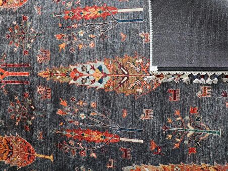 Dekoratif Örgü Saçaklı Salon Halısı Makinede Yıkanabilir Mutfak Halısı Kaymaz Kırmızı Kilim 