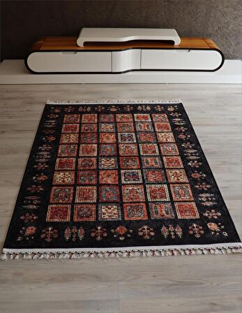 Dekoratif Örgü Saçaklı Salon Halısı Makinede Yıkanabilir Mutfak Halısı Kaymaz Kırmızı Kilim 