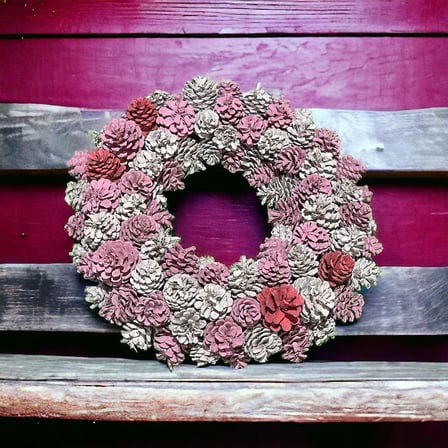 Çelenk Pink Pembe 35cm Doğal Dekoratif Kapı Süsü , Sevgililer Hediyelik Eşya