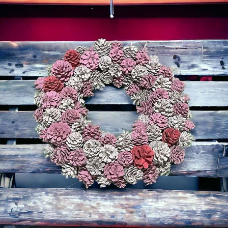 Çelenk Pink Pembe 35cm Doğal Dekoratif Kapı Süsü , Sevgililer Hediyelik Eşya