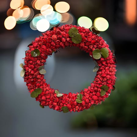 Kapı Süsü Ran Çelenk , Düğün , Parti Yılbaşı Süsü , Noel , Şoklanmış Okaliptus , 38Cm , Çiçek