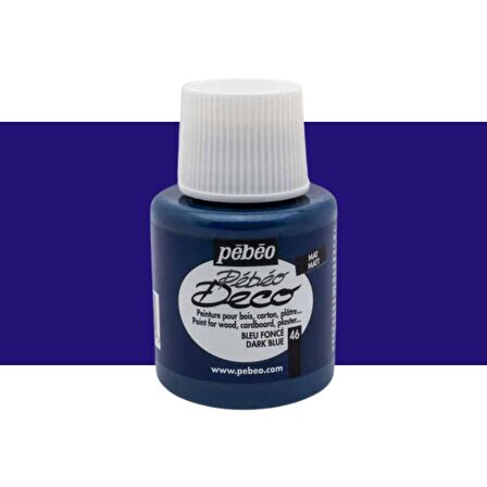 Pebeo Deco Mat Ahşap Boya 110ml Şişe Blue Fonce (Dark Blue)