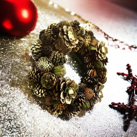 Kapı Süsü 30cm Yeşil Ceviz Çelenk - Yılbaşı Noel Parti Eğlence Hobi Handmade Doğal