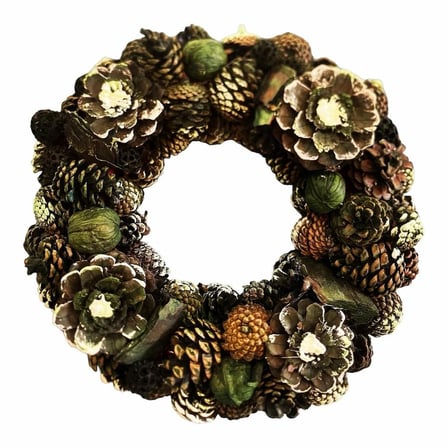 Kapı Süsü 30cm Yeşil Ceviz Çelenk - Yılbaşı Noel Parti Eğlence Hobi Handmade Doğal