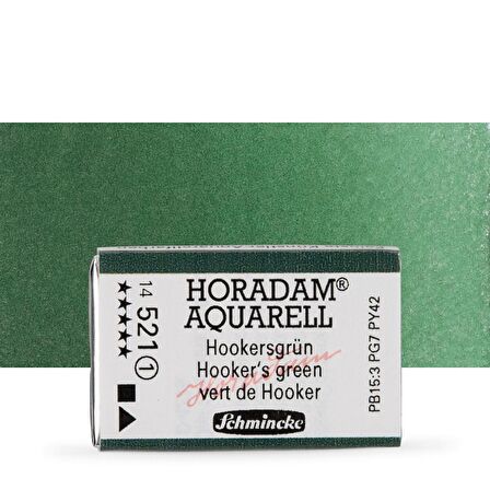Schmincke Horadam Aquarell Tam Tablet Sulu Boya Hooker's Green 521 S.1 