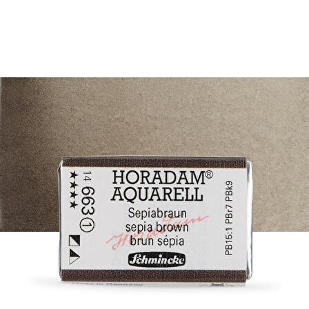 Schmincke Horadam Aquarell Tam Tablet Sulu Boya Sepia Brown 663 S.1 