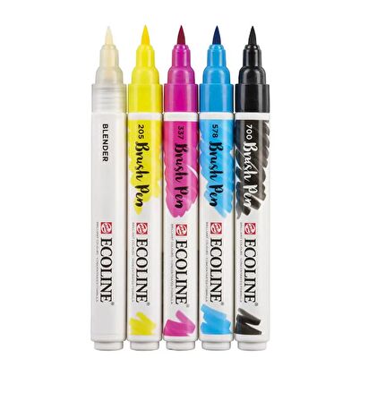 Talens Ecoline Suluboya Brush Pen 5li Ana Renkler Set