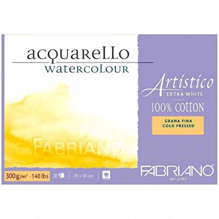 Fabriano Artistico Extra White Cold Pressed 300gr Sulu Boya Blok 20 Sayfa 26x36cm