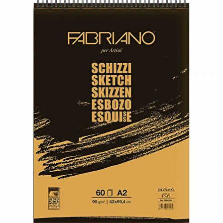 Fabriano Schizzi Sketch Pad Natural Grain 90gr Spiralli Çizim Defteri 60 Sayfa A2 (42x59.4cm)