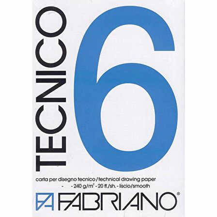 Fabriano Tecnico 6 Rough 220gr Teknik Çizim Blok 20 Sayfa 50x70cm (1 Kenarı Yapışkanlı)