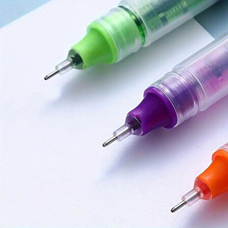 Art Tone Eye Fine Roller İğne Karbon Kalemler Seti 0.5mm Karışık 10 Renk Hızlı Kuruyan Tükenmez Şeffaf Kapak