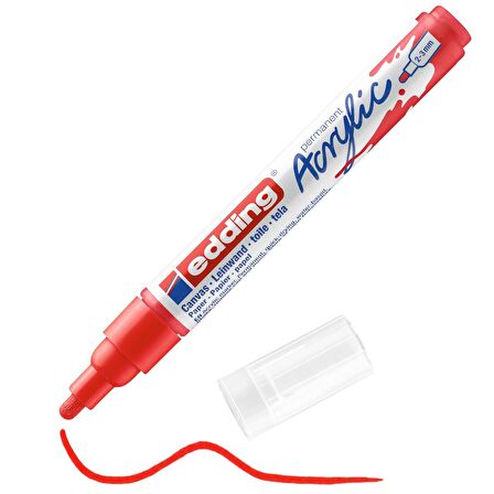 Edding 5100 Akrilik Markör Kalemi 2-3mm Yuvarlak Uç Trafik Kırmızı 902