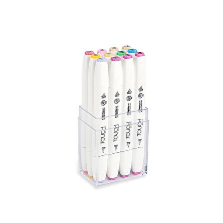 Shinhan Art TOUCH TWIN BRUSH PEN : Çift Taraflı Marker Seti : 12'Lİ PASTEL RENKLERİ