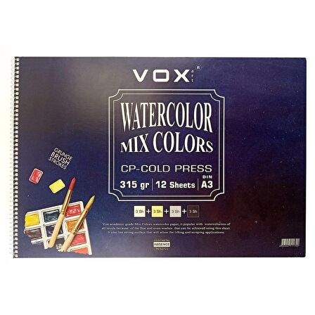 VOX Art Suluboya Sketch Defter A3 315gr 12 Yaprak Renkli