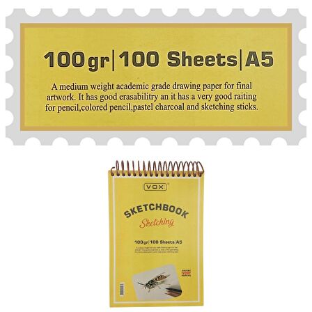 VOX Art Sketchbook Eskiz Defter A5 100gr 100 Yaprak İvory Krem