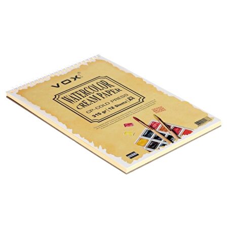 VOX Art Spiralli Watercolor Cream Paper Cold Press Sulu Boya Soğuk Baskı Defter A4 315gr 12yp