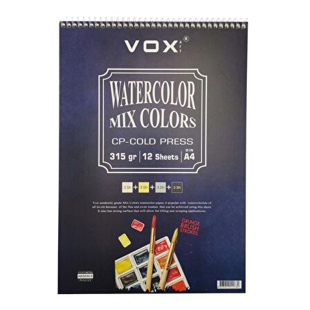 VOX Art Suluboya Sketch Defter A4 315gr 12 Yaprak Renkli