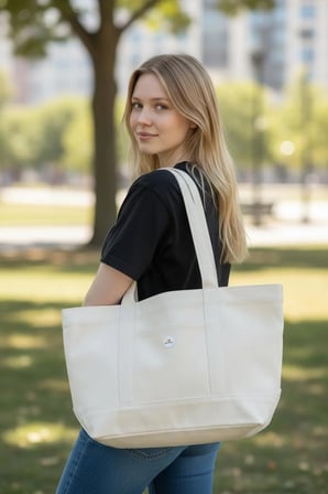 Premium Kalın Canvas Çanta 58cm - Büyük Boy Tote Bag, Seyahat, Spor, Alışveriş ve Bebek Çantası