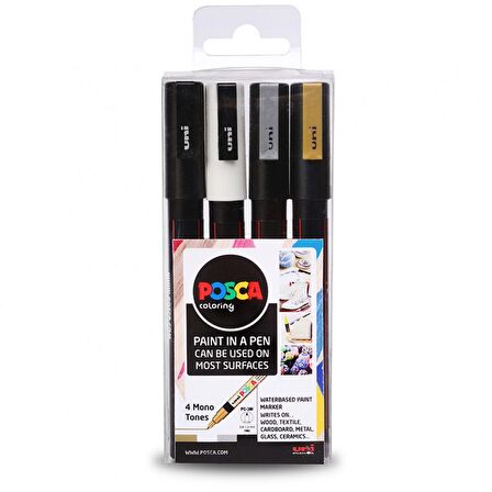 Uni Posca Marker Pc-3m (0.9-1.3mm) 4'lü Set