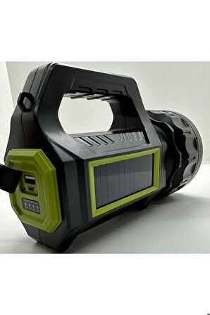 Ps-t95 10w Uzun Menzilli Solar Panelli Usb Ultra Güçlü Ledli Şarjlı Feneri