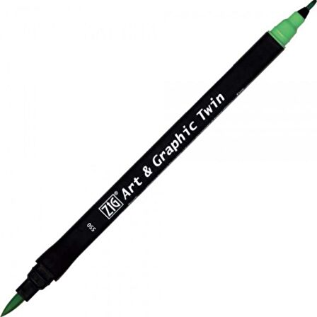 Zig Art & Graphic Twin TUT-80 Fırça Uçlu Marker Emerald Green 550