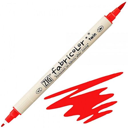 Zig Fabricolor Marker Twin Kumaş Kalemi Red 020