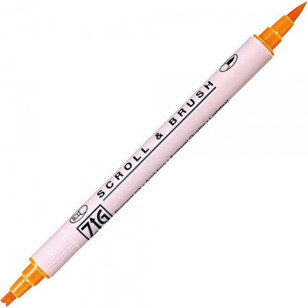 Zig Scroll & Brush Pen Çift Çizgi Kaligrafi Kalemi Pure Orange 070
