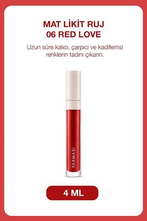 farmasi uzun süre kalıcı mat likid ruj 06 red love