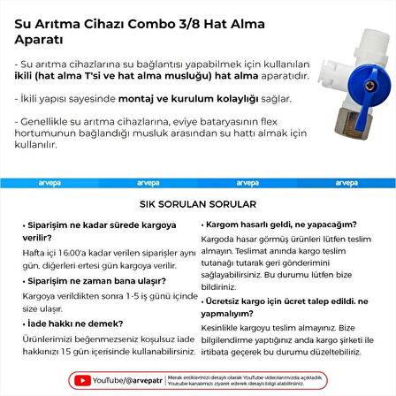 Su Arıtma Cihazı 3/8 (Combo) İkili Hat Alma Aparatı