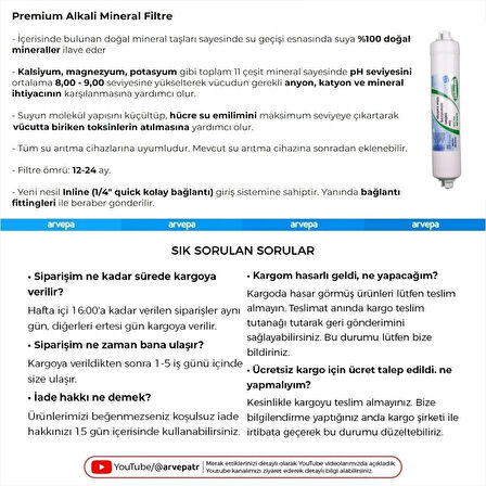 Su Arıtma Cihazı Premium Alkaline Filtre
