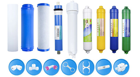 Açık Kasa Su Arıtma Cihazı Membranlı 8'li Filtre Set ve Yenileme Kiti