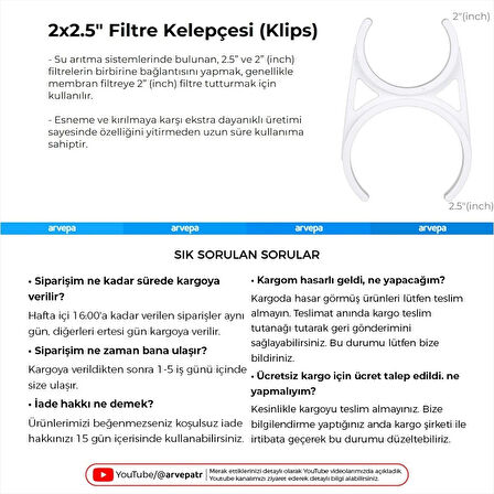 Su Arıtma Cihazı 2x2.5" Filtre Kelepçesi (Klips) 10 Adet