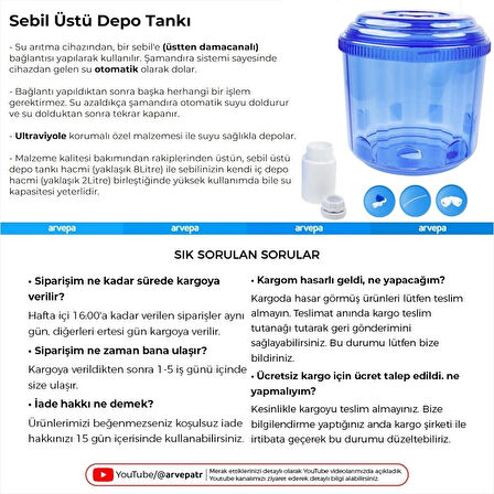 Su Arıtma Cihazı Sebil Üstü Depo Tankı