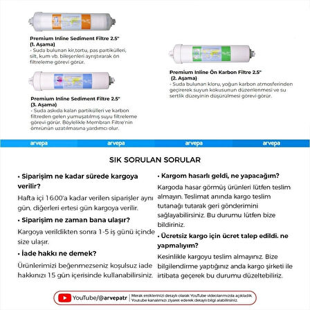 Su Arıtma Cihazı Premium Inline Ön Filtre Set
