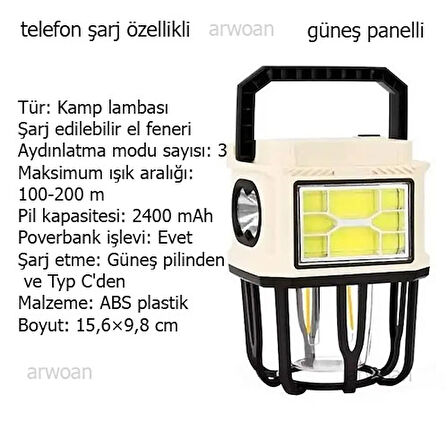 arwoan çok işlevli kamp lambası el feneri