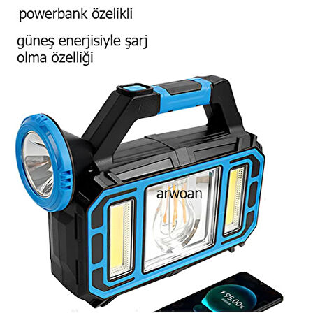 Arwoan solarlı powerbank özellikli kamp lambası