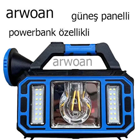 Arwoan solarlı powerbank özellikli kamp lambası