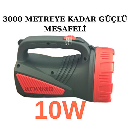 Şarjlı LED Projektör El Feneri | 50 Saat Kısa Kademe - 15 Saat Uzun Kademe | Kamp, Balıkçılık, Acil Durum