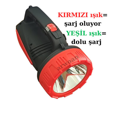 Şarjlı LED Projektör El Feneri | 50 Saat Kısa Kademe - 15 Saat Uzun Kademe | Kamp, Balıkçılık, Acil Durum