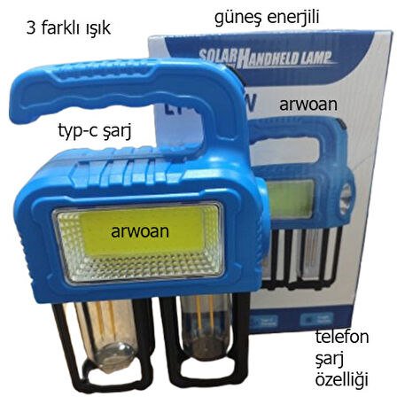 arwoan 38w kamp lambası el feneri powerbank özellikli