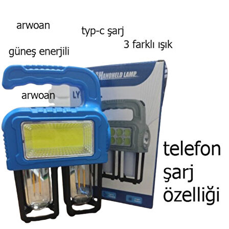 arwoan 38w kamp lambası el feneri powerbank özellikli